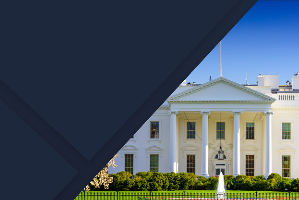A blue background overlaid with the White House.